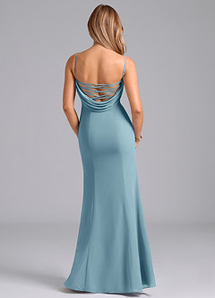 Azazie Wynni Bridesmaid Dresses Moody Blue Mermaid Corset Chiffon Dress image6