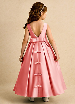 Azazie Mapel Blumenmädchenkleider Ballkleid Plissee Matte Satin Kleid Koralle image1