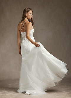 Azazie Bae Hochzeitskleider Meerjungfrau-Linie Pailletten Tüll Kleid Diamantweiß image6