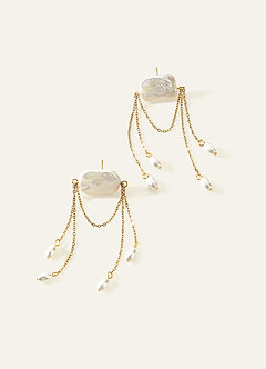 front Baroque Pearl Chandelier Earrings
