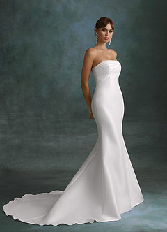 Azazie Vivianna Robes de mariée Robe Sirène en Mikado Bustier Blanc De Diamant image3