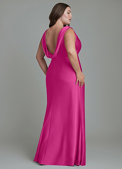 Azazie Kieryn Bridesmaid Dresses Fuchsia Mermaid Pleated Stretch Satin Dress image8