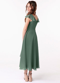 Azazie Posie Junior Eucalyptus A-Line Ruched Chiffon Dress image2