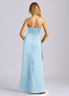 Azazie Sarai Robes de demoiselle d'honneur Robe Fourreau en Satin extensible Corset Bleu Ciel image5