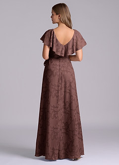 Azazie Lainey Robes de demoiselle d'honneur Robe Trapèze en Blumen-Burnout avec poches Expresso image2