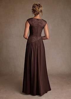 Azazie Kalleen Mère de la mariée Robes Robe Trapèze en Mousseline de soie Plissée Ganache image3