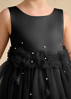 Azazie Lux vestidos de niña de las flores Vestido de Negro de Tul de Corte En A con Perla image7