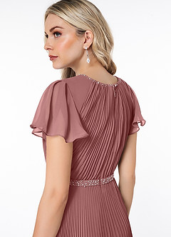 Azazie Kara Modest Bridesmaid Dresses A-Line Pleated Chiffon Floor-Length Dress image6