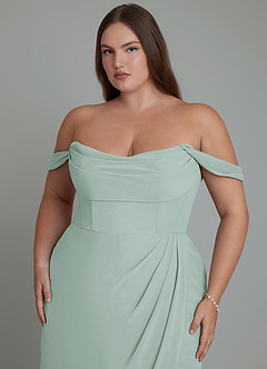 Azazie Johana Bridesmaid Dresses Agave Mermaid Off the Shoulder Chiffon Convertible Dress image11