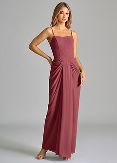 Azazie Anaïs Bridesmaid Dresses Merlot Sheath Strapless Chiffon Dress image6