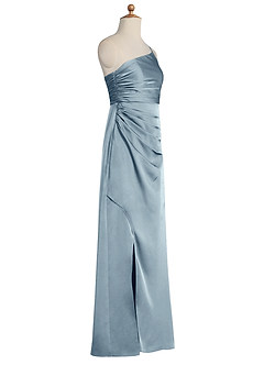 Azazie Eren Junior Robe Fourreau en Satin extensible Plissée Bleu Poussiéreux image6