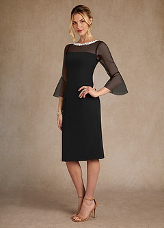 Azazie Bellevue Mother of the Bride Dresses Black Sheath Beaded Stretch Crepe Dress image2