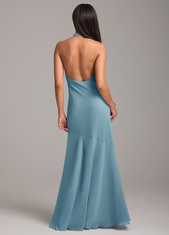 Azazie Lorena Robes de demoiselle d'honneur Robe Sirène en Mousseline de soie Plissée Bleu Maussade image7