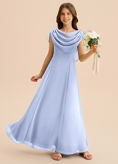 Azazie Lambie Junior Ice A-Line Pleated Chiffon Dress image3