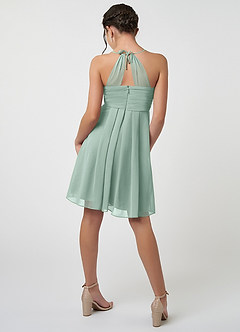 Azazie Ginny Junior A-Linie Plissee Chiffon Kleid Agave image2