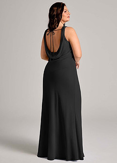 Azazie Rylina Vestidos de damas de honor Vestido de Negro de Gasa de Corte Sirena con Plisado image11