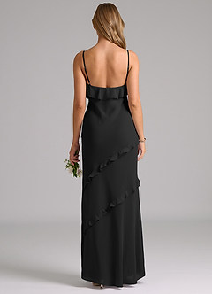 Azazie Nancie Bridesmaid Dresses Black Mermaid Ruched Chiffon Dress image2