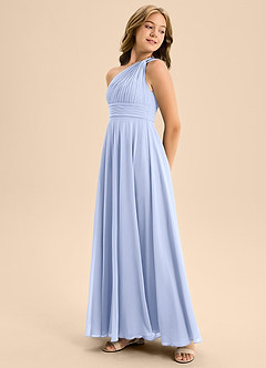 Azazie Charlize Junior A-Linie Plissee Chiffon Kleid Eis image4