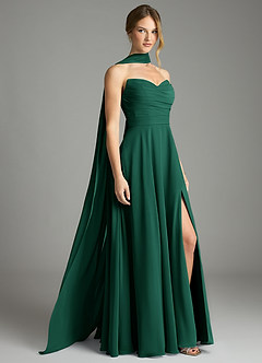 Azazie Ayla Abiti da Damigella Abito A-Line in Chiffon Scollo a Cuore Smeraldo image2