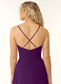 Azazie Naeem Bridesmaid Dresses Grape A-Line V-Neck Ruffle Chiffon Dress image6