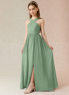 Azazie Jiya Junior Terracotta A-Line Pleated Chiffon Dress image1