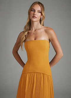 Azazie Alex Bridesmaid Dresses Butterscotch A-Line Corset Chiffon Dress image8