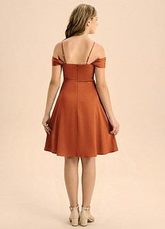 Azazie Anselie Junior A-Line Plisseret Stræk satin Mini Junior brudepige Kjole image2