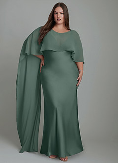 Azazie Stefania Bridesmaid Dresses Sea Moss A-Line Stretch Satin Dress image9