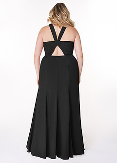 Azazie Rue Bridesmaid Dresses Black A-Line Halter Chiffon Dress image8