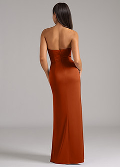 Azazie Marla Bridesmaid Dresses Burnt Orange Sheath Strapless Stretch Satin Convertible Dress image6