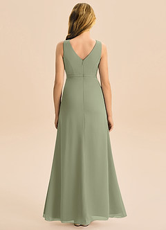 Azazie Floris Junior Robe Trapèze en Mousseline de soie Plissée Pistache image3