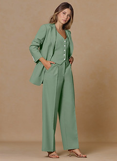 front Rowan Matcha Blazer met verfijnde weefstructuur en functionele eigenschappen