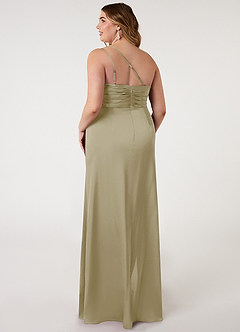 Azazie Eren Bridesmaid Dresses Moss Green Mermaid One Shoulder Stretch Satin Dress image7