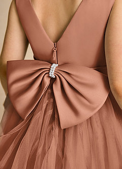 Azazie Pear Abiti da Ragazza di Fiori Abito Principessa in Tulle Fiocco Bronzo image6