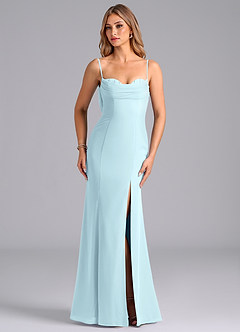 Azazie Wynni Bridesmaid Dresses Cloud Blue Mermaid Corset Chiffon Dress image4