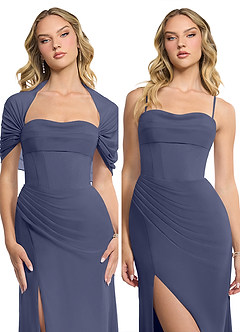 Azazie Zia Bridesmaid Dresses Stormy Sheath Side Slit Chiffon Convertible Dress image8