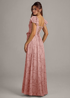 Azazie Aricella Bridesmaid Dresses Rosette A-Line Corset Floral Burnout Dress image4