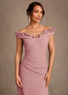 Azazie Jettie Abiti per la Madre della Sposa Abito Tubino in Chiffon Plissettato Rosa Polverosa image5