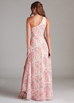 Azazie Brooke Bridesmaid Dresses Abstract Watercolor Floral A-Line One Shoulder Chiffon Dress image5