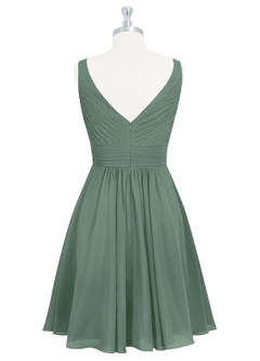 Azazie Grace Bridesmaid Dresses Eucalyptus A-Line Pleated Chiffon Dress image8