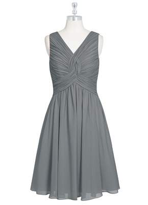 Steel Grey / Knee Length Bridesmaid Dresses | Azazie