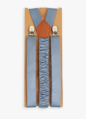 Mens Plain Steel Blue Satin Classic Tie And Pocket Square Set - View #3