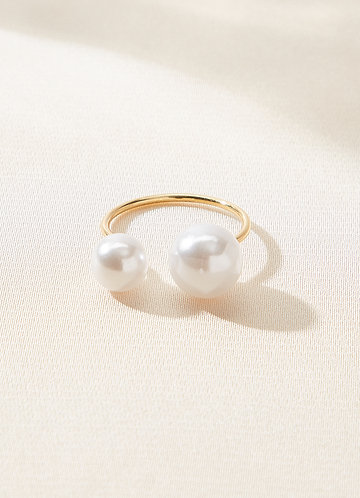 front Double Pearl Open Ring