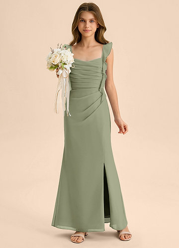 Azazie Jessamine Junior Pistachio Mermaid Sweetheart Neckline Chiffon Dress image1