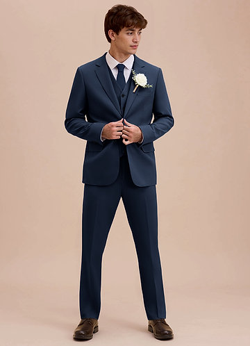 front Ethan Dark Navy Refined Weave 3-piece Suit