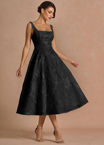green emerald velvet dress Zapaka Women Black Formal Dress with Short Sleeve Sheath Cut Out Midi Evening Dress, Black / US16 main image 0