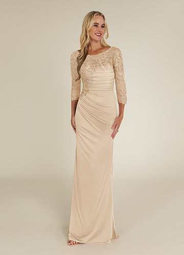 Alisondra Mother of the Brides Dresses Champagne Sheath Scoop Lace Lace Dress image1