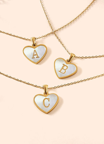 front Monogram Heart Shell Necklace