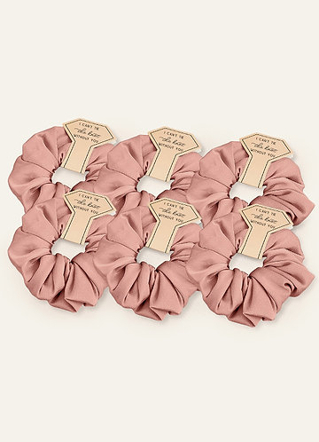 front Matching Color Six-Piece Bridesmaid Stretch Satin Over Size Scrunchie Set