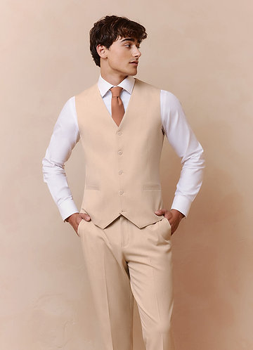 front Savile Tan Wool Blend Suit Vest 0
